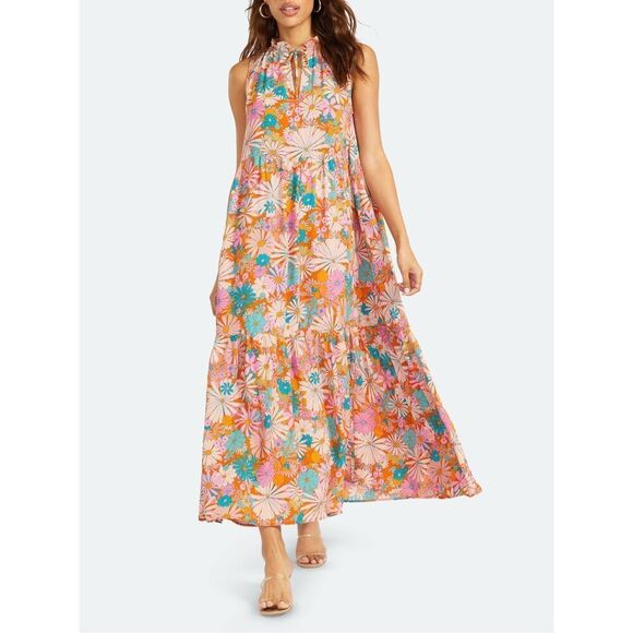 BB DAKOTA Women's California Soul Dress floral medium maxi halter - Picture 1 of 10